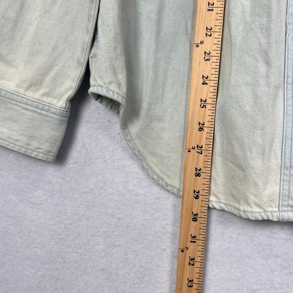 NEW Velvet Heart Thick Denim Full Button Light Blue Chore Shacket Medium - Picture 11 of 11